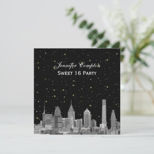 Invitation Philadelphie Skyline Etch Starry do-it-yourself SQ (Debout devant)