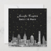 Invitation Philadelphie Skyline Etch Starry do-it-yourself SQ (Devant)