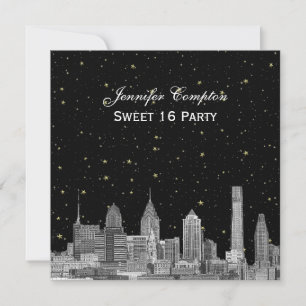 Invitation Philadelphie Skyline Etch Starry do-it-yourself SQ