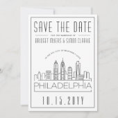 Invitation Philly Mariage | Skyline stylisée Enregistrer la d (Devant)