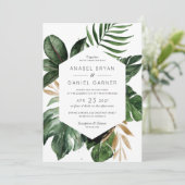 Invitation Philodendron Tropical Palm Feuille Mariage moderne (Debout devant)