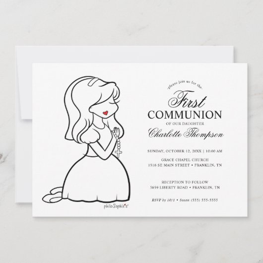 Invitation Philosophies Première communion - Fille (Devant)