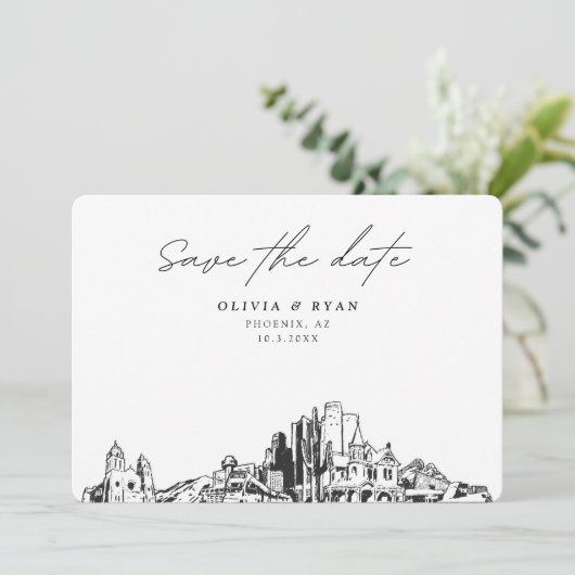 Invitation Phoenix Mariage moderne Enregistrer la date (Debout devant)