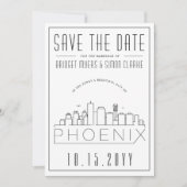 Invitation Phoenix Mariage stylisé Skyline Enregistrer la dat (Devant)