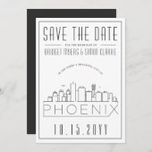 Invitation Phoenix Mariage stylisé Skyline Enregistrer la dat (Devant / Derrière)