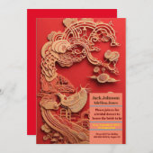 Invitation Phoenix sculpté en ivoire et Phénix (Devant / Derrière)