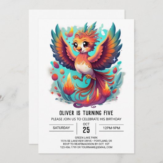 Invitation Phoenix Whimscape Dreamscape Anniversaire (Devant / Derrière)