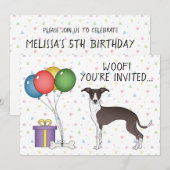 Invitation Phoque Et Blanc Italien Greyhound Chien Anniversai (Devant / Derrière)