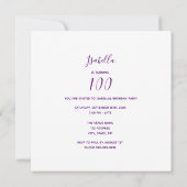 Invitation Photo 100e anniversaire bonjour 100 (Dos)