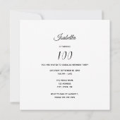 Invitation Photo 100e anniversaire bonjour 100 (Dos)