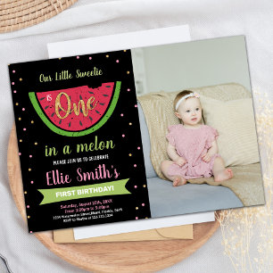 Invitation Photo 1er anniversaire de la pastèque verte