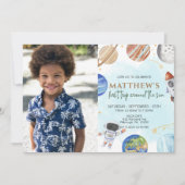 Invitation Photo 1er Anniversaire Fête Premier Voyage Autour  (Devant)