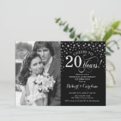 Invitation Photo 20e anniversaire de mariage - Noir Argent (Debout devant)