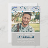 Invitation Photo 27e anniversaire l'invite Blue Confetti (Devant)