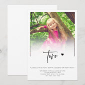 Invitation Photo 2Anniversaire Deux Coeurs Cute Lovely (Devant / Derrière)