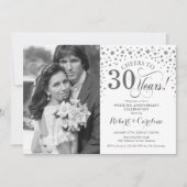 Invitation Photo 30e anniversaire de mariage - Argent Blanc (Devant)