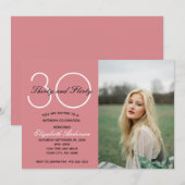 Invitation Photo 30e anniversaire Trente Flirty Rose Annivers (Devant / Derrière)
