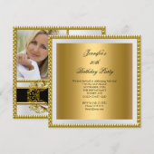 Invitation Photo 30th Birthday Party Elegant Gold White (Devant / Derrière)