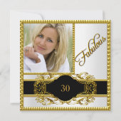 Invitation Photo 30th Birthday Party Elegant Gold White (Dos)