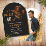 Invitation Photo 40e anniversaire Bottes de Casquette rustiqu<br><div class="desc">40th Birthday Photo Rustic Cowboy Casquette and Leather Boots Invitationcomprend une paire de bottes en cuir cowboy avec casquette et vos renseignements personnalisés sur l'invitation de fête de 40th ci-dessous. Personnalisez en ajoutant votre photo préférée au verso. Créé par Evco Studio www.zazzle.com/store/evcostudio</div>