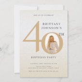 Invitation Photo 40e Anniversaire Élégant 40e Anniversaire (Devant)