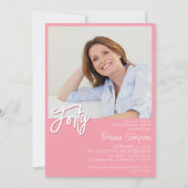 Invitation Photo 40e anniversaire rose (Devant)