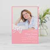 Invitation Photo 40e anniversaire rose (Debout devant)