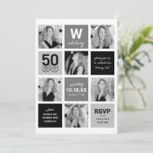 Invitation photo 50 ans gris noir moderne (Debout devant)