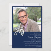 Invitation Photo 50 ans Navy Blue (Devant)