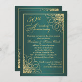 Invitation Photo 50e anniversaire de mariage aux tourbillons (Devant / Derrière)