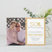 Invitation Photo 50e Anniversaire de Mariage Faux Paillettes  (Debout devant)