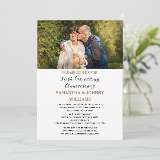Invitation Photo 50e anniversaire de Mariage Or (Debout devant)