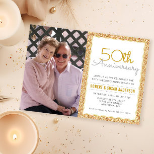 Invitation Photo 50e anniversaire du Mariage Parties scintill