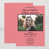 Invitation Photo 50e anniversaire rose Cinquante fabuleux (Devant / Derrière)