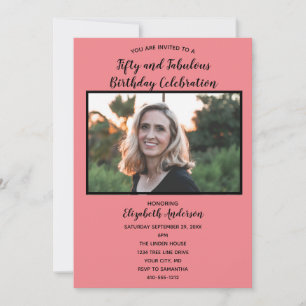 Invitation Photo 50e Anniversaire Rose Cinquante Fantastique