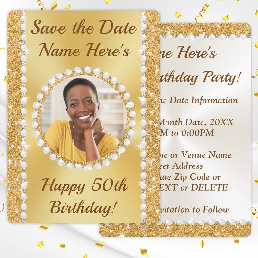 Invitation PHOTO, 50e anniversaire Save the Date Cards,