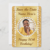 Invitation PHOTO, 50e anniversaire Save the Date Cards, (Devant)