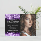 Invitation PHOTO 50e anniversaire surprise Lumières violettes (Debout devant)