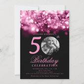 Invitation Photo 50th Birthday Blush Pink Midnight Glam (Devant)