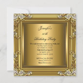 Invitation Photo 50th Birthday Party Elegant Gold Black (Devant)