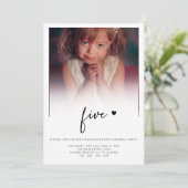 Invitation Photo 5Anniversaire Cinq Coeurs Cute Lovely (Debout devant)