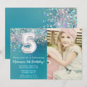 Invitation Photo 5e anniversaire de la Parties scintillant Tu (Devant / Derrière)