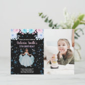 Invitation Photo 5Purple Floral Princess Anniversaire (Debout devant)
