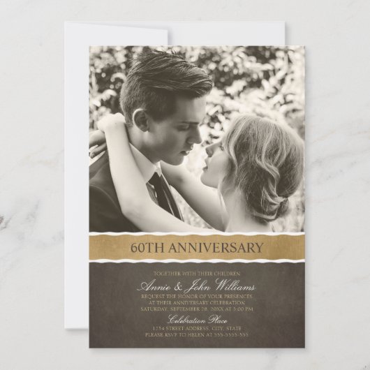 Invitation Photo 60e anniversaire de mariage votre image ici (Devant)