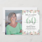 Invitation Photo 60th Birthday Party Pastel Floral (Devant)