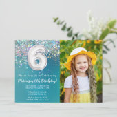 Invitation Photo 6e anniversaire de la Parties scintillant Tu (Debout devant)