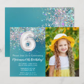 Invitation Photo 6e anniversaire de la Parties scintillant Tu (Devant / Derrière)