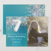 Invitation Photo 7e anniversaire de la Parties scintillant Tu (Devant / Derrière)