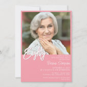 Invitation Photo 80 ans anniversaire rose (Devant)