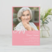 Invitation Photo 80 ans anniversaire rose (Debout devant)